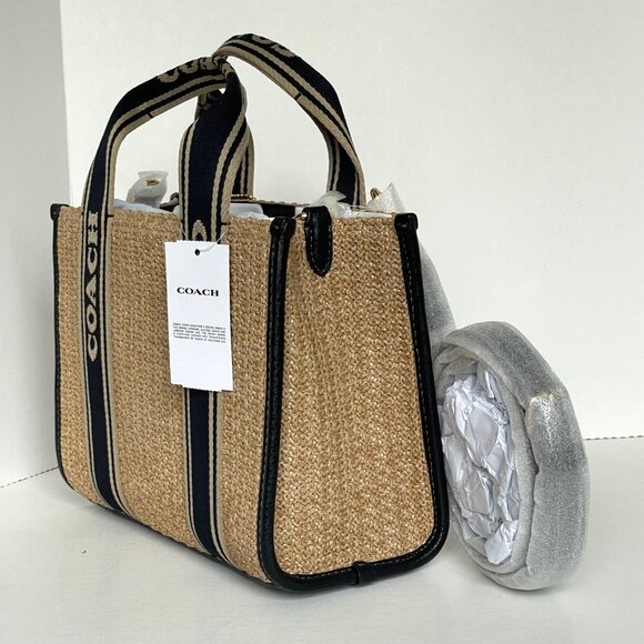 Coach Smith Tote 24 Small Leather Brown Straw Crossbody Bag CAL89 ORG PKG - Picture 5 of 11